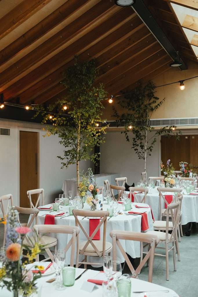 Reception tables styled by Bloom East at The Glass House Hackney
